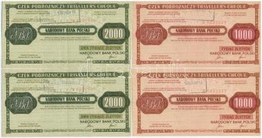Lengyelország 1989. 1000Zl (2x) sorszámkövető + 2000Zl (2x) sorszámkövető Lengyel Nemzeti Bank utazási csekk T:II Poland 1989. 1000 Zlotych (2x) sequential serials + 2000 Zlotych (2x) sequential serials Narodowy Bank Polski travellers cheque C:XF