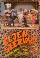 1986 Éljen, Szervác! magyar bábfilm plakát, rendezte Foky Ottó, hajtásnyommal, 81x56,5 cm
