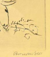 Borsos Miklós (1906-1990): Delphi. Rézkarc, papír, jelzett, üvegezett keretben, 29×39 cm