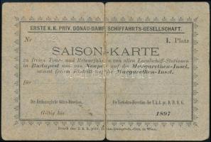 1897 a DDSG két személyre szóló idényjegye valószínűleg Hermann Antal (1851-1926) néprajzkutató nevé...