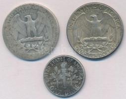 Amerikai Egyesült Államok 1934. 25c Ag + 1944. 25c Ag + 1962D 10c Ag T:2-3 patina
USA 1934. 25 Cent...