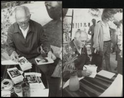 cca 1970 Bohumil Hrabal (1914-1997) cseh író dedikál 5 db fotó / Photo of Czech writer Hrabal 12x16 ...