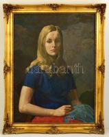 Gábor Móric (1889-1987): Női portré 1970. Olaj, vászon, jelzett, keretben, 80×60 cm