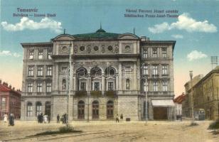 Temesvár, Timisoara; Belváros, Városi Ferenc József színház, villamos. Kiadja Uhrmann Henrik / theater, tram