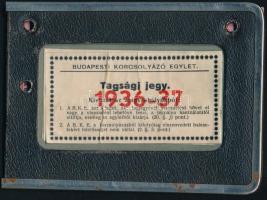 1936-1937 A Budapesti Korcsolyázó Egylet fényképes tagsági jegye, tokban