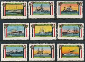 Német hadihajók levélzáró összeállítás berakólapon / German warships poster stamps
