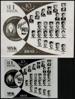 1969 Az NB I. bajnok és MKN győztes Újpesti Dózsa csapatának két nagyméretű fotója, a nagyobbikon az összes csapattag és edzők aláírásával Káposzta, Göröcs, Zsámboki, Bene, Juhász, Nyírő , Baróti Lajos és mások 23x15 cm és 18x13 cm