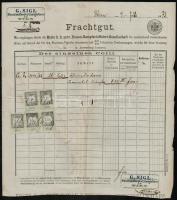 1873 A DDSG Dunadai Gőzhajózási Társaság  fuvarlevele  a Gönyű haj ó pecsétjével / Bill of fright of...