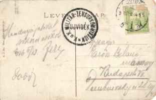 1916 Újvidék, Novi Sad; Kir. katolikus magyar gimnázium, villamos / Catholic high school, tram + K.u...