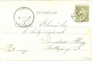 1906 Badacsonytomaj, Iskola és templom, szürkemarhák. Kiadja Payer Antal (EK)