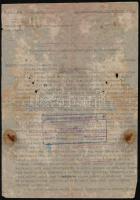 1944 Balatonakarattyai csendőr különítmény jelentése zsidóbarát tevékenységről. Megviselt papíron