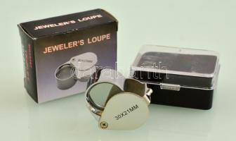 Ékszerész nagyító, 30×21 mm, saját dobozában