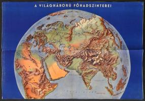 cca 1939-1944 A világháború főhadszínterei, II világháborús újságmelléklet, 38x55 cm