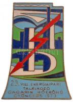 1973. "23. Villamos Energiaipari Találkozó - Gagarin Hőerőmű Gyöngyös 1973" zománcozott fém jelvény (32x44mm) T:2