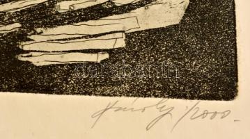 Károlyi András (?-?): A torony árnyékában. Rézkarc, papír, jelzett, 39×29 cm