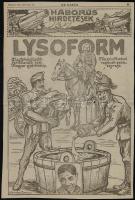 1915 Lysoform/ Brázay sósborszesz nagyméretű újságreklám, 36x24 cm