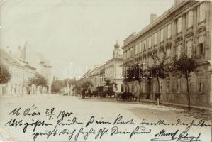 1900 Magyaróvár, Mosonmagyaróvár; utcakép, üzlet, lovaskocsik. photo (EB)