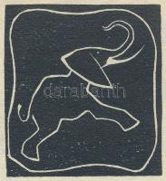 Emil Kotrba (1912-1983): Ex libris (elefánt), Fametszet, papír, jelzés nélkül, 3×3 cm
