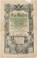 1866. 1G STN vízjeles T:III- anyaghiány Austrian Empire 1866. 1 Gulden STN watermark C:VG missing paper Adamo G97