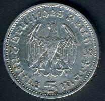 Német 3. Birodalom 1936A 5M Ag "Hindenburg" T:2/3