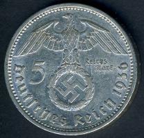 Német 3. Birodalom 1936A 5M Ag "Hindenburg" nagy h.k.-tel T:2/3