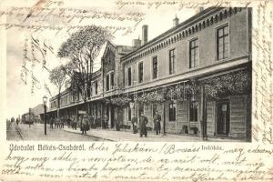 1904 Békéscsaba, Indóház, vasútállomás, vasutasok (EB)