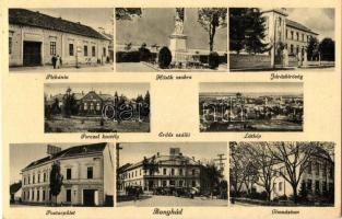 Bonyhád, plébánia, Hősök szobra, Járásbíróság, Perczel kastély, gimnázium, posta, Erdős szálló