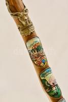 Régi túrabot, 8 db botjelvénnyel, h: 85 cm