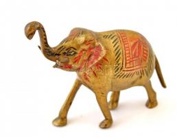 Réz elefánt figura, festett, m:9 cm, h:11 cm