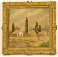 Olvashatatlan jelzéssel:Libapásztorlány. Olaj, karton, enhény sérült keretben, 38×39 cm