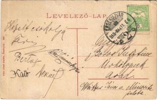 Érsekújvár, Nové Zamky; látkép, piac, Arany Oroszlán szálloda, kiadja Adler József / panorama view, ...