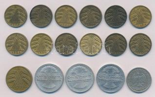 Németország / Weimari Köztársaság / Német Harmadik Birodalom 1921-1935. 1pf-50pf (17x) T:2,2-
Germa...