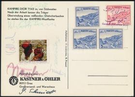 1974 Az osztrák Karakorum-expedíció hegymászóinak aláírásaival ellátott képeslap
