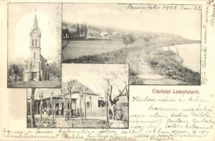 1908 Leányfalu, Római katolikus templom, Duna part, úri lak
