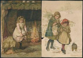 cca 1900 7 db mesekönyvből kivágott litografált kép. Jelzettek 18x13 cm