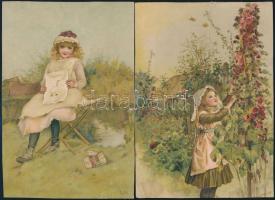 cca 1900 7 db mesekönyvből kivágott litografált kép. Jelzettek 18x13 cm