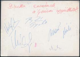 cca 1970 A Gemini együttes tagjai által aláírt kép 16x11 cm