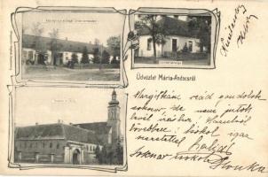 1907 Andocs, Mária-Andocs; Községháza, Ungár Izidor üzlete, Csendőr laktanya, Templom és zárda. Steegmüller fényirda