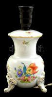 Herendi porcelán virágmintás lámpatest, kézzel festett, jelzett, kis kopásnyomokkal, m: 23,5 cm