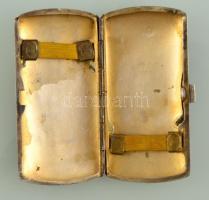 Ezüst (Ag.) női cigarettatárca monogrammal, kő berakással, jelzett, 9×4,5 cm, bruttó 49,2 g