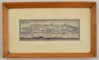 Jelzés nélkül: Buda 1777. Rézkarc, papír, üvegezett keretben, 5,5×16,5 cm