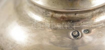 Ezüst(Ag) talpas kristály váza, jelzett, apró csorbával, m: 19 cm