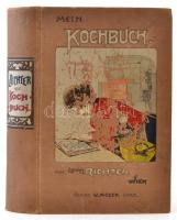 Richter, Lotti: Mein Kochbuch. Graz, 1906, Verlag von Ulrich Mosers Buchhandlung. Kiadói festett egészvászon kötés, védőlap, előzéklap, címlap kijár, kopottas állapotban / full linen binding, damaged condition