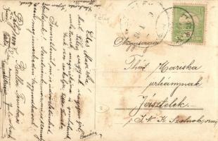 1909 Pély, Pélyi Fogyasztási és Értékesítő Szövetkezet üzlete, lovaskocsi borozó kocsissal tengelyig...