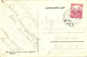 Szigetvár, Báró Biedermann Rezső utca, üzletek + 1917 Nagykanizsa-Barcs-Osijek vasút pecsét (EK)