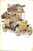 Automobile, humorous art postcard, B.K.W.I. 499-3, artist signed (EK)