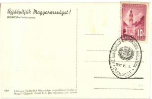 Budapest I. Halászbástya épen és lerombolva. Itt a halál járt... Újjáépítjük Magyarországot! Magyar ...