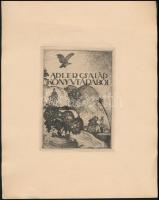 Gara Arnold (1882-1929): Ex libris Adler család. Rézkarc, papír, jelzett a karcon, 14×10 cm