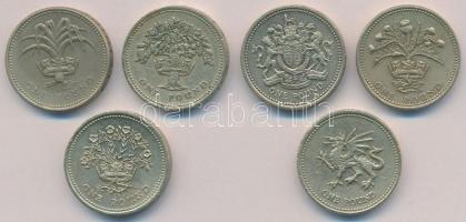 Nagy-Britannia 1985-1995. 1Ł (6xklf) T:2,2- Great Britain 1985-1995. 1 Pound (6xdiff) C:XF,VF