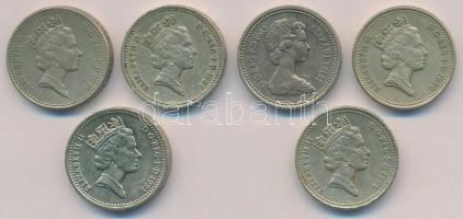 Nagy-Britannia 1985-1995. 1Ł (6xklf) T:2,2-
Great Britain 1985-1995. 1 Pound (6xdiff) C:XF,VF